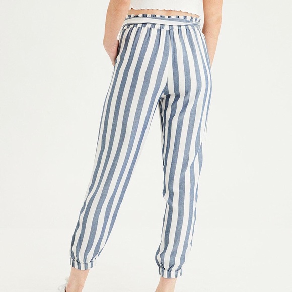 American Eagle Belted Soft Stripe Jogger Pants - Picture 4 of 8